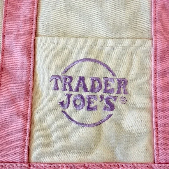 Trader Joe's Mini Pastel Canvas Tote Bag - Pink - Spring - Easter - Viral - Picture 2 of 5